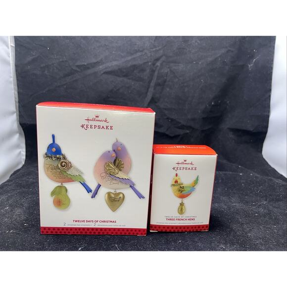 Hallmark Keepsake - Twelve Days Of Christmas - Tree Ornaments - One, Two + Three - Picture 1 of 8